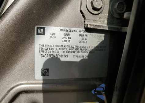 2011 Buick Lacrosse Cx из США, поврежденный, VIN 1G4GA5ED4BF181149